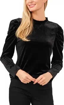 Топ CeCe Long Sleeve Velvet Knit Top, цвет Rich Black