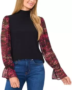 Топ CeCe Mixed Media, черный