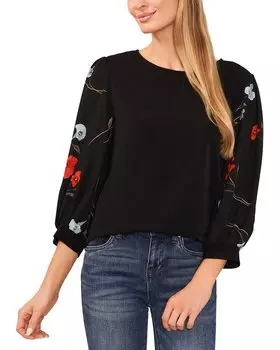 Топ CeCe Mixed Media, черный