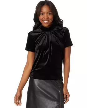 Топ CeCe S/S Mock Neck A-Line Top W/ Back Combo Bow 060, цвет Rich Black