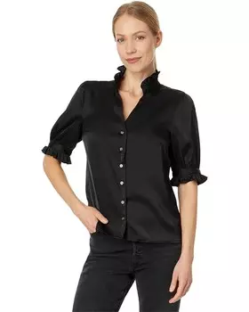 Топ CeCe Short Sleeve Cowl Neck Shirred Cuff Top, цвет Rich Black