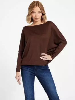 Топ Ceci Dolman с открытыми плечами Guess Factory, цвет rich brown