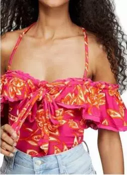 Топ Cha Cha с открытыми плечами и оборками розового цвета Free People