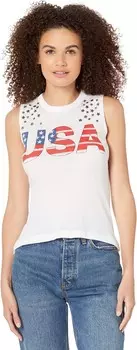 Топ Chaser USA Star Bella Jersey Muscle Tank, белый