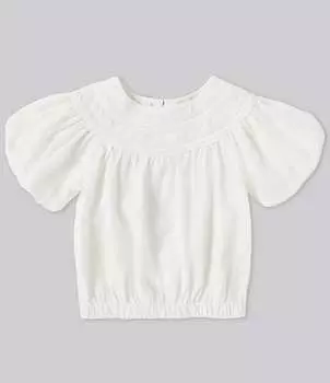 Топ Chelsea & Violet для больших девочек 7–16 лет с кружевным воротником и короткими рукавами, белый