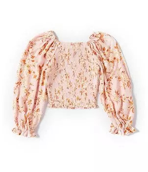 Топ Chelsea & Violet Little Girls со сборками с длинными рукавами и цветочным принтом 2T-6X, розовый