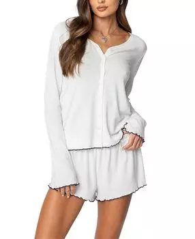 Топ Chelsey Button Up Pointelle Edikted, белый