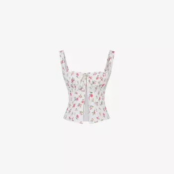 Топ Chicca из смесового льна с цветочным принтом House Of Cb, цвет rose print