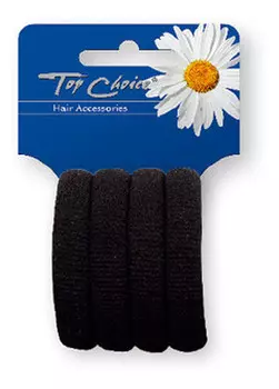 Top Choice, резинки для волос черные, 4 шт