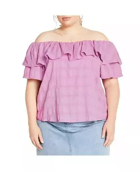 Топ Christy с открытыми плечами больших размеров CITY CHIC, фиолетовый