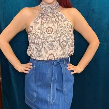 Топ Claudeen с завязкой на шее в стиле римских пейсли bishop + young, цвет roma paisley