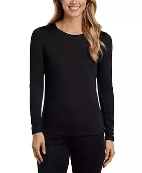 Топ Climatesmart с круглым вырезом и длинными рукавами Cuddl Duds, черный