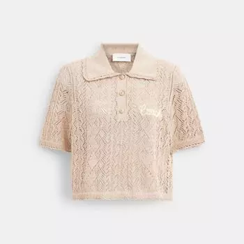 Топ Coach Cropped Knit Polo Top, желтый