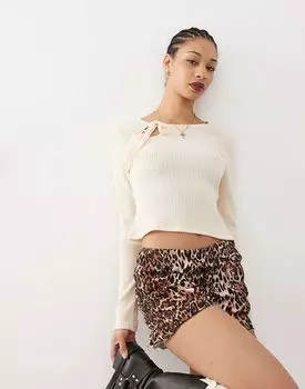 Топ COLLUSION в рубчик с вырезом-замочной скважиной и завязками