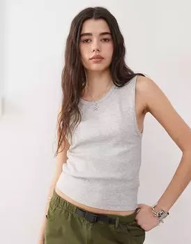 Топ COLLUSION в рубчик серого меланжевого цвета