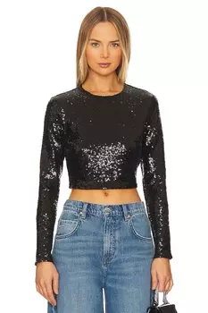 Топ Commando Sequin Long Sleeve Crop, черный