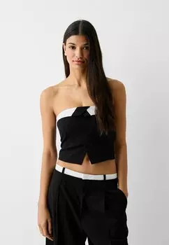 Топ CONTRAST TAILORED-BANDEAU Bershka, цвет black