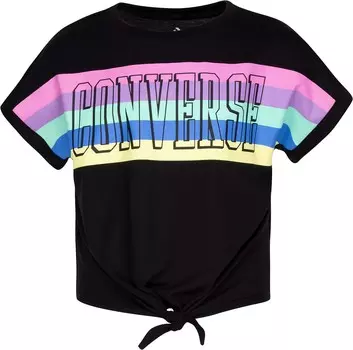 Топ Converse Kids Striped Front Tie Top, черный