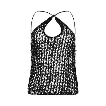 Топ Coperni Beaded Knitted Top 'Black', черный