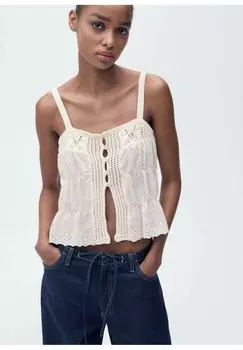 Топ COQUETO - Blouse Mango, кремовый
