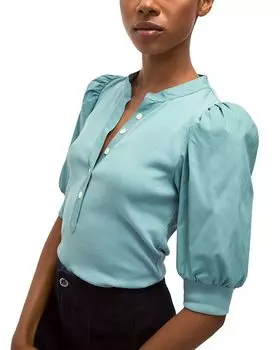 Топ Coralee с рукавами-фонариками и пуговицами спереди Veronica Beard, синий