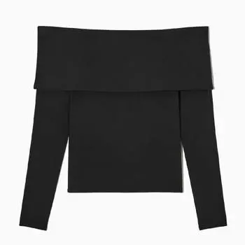 Топ COS Off-The-Shoulder Long-Sleeved, черный