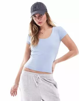 Топ Cotton On Byron с квадратным вырезом и короткими рукавами синего цвета Cotton:On