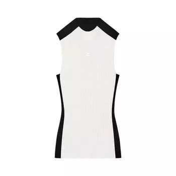 Топ Courrges Contrast Frame Rib Knit Top Blanc/Black, белый