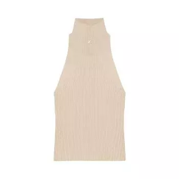 Топ Courrges Mockneck Light Rib Top 'Cappuccino', коричневый