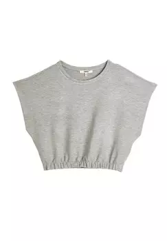 Топ CREW NECK ELASTIC WAIST SHORT SLEEVE CROP Koton, серый