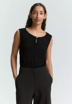 Топ CRINKLE MIT SCHLITZ-DETAIL - Blouse TOM TAILOR, черный