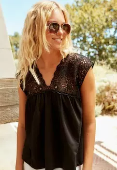 Топ CROCHET INSERT SWING-REGULAR FIT Next, черный