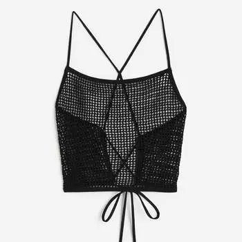 Топ Crochet-look H&M пляжный, черный