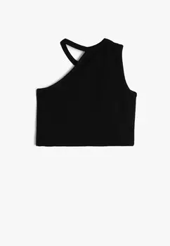 Топ CROP ONE SHOULDER HALTER NECK . Koton, черный