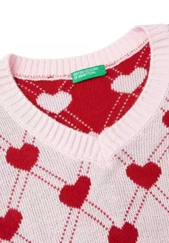 Топ CROPPED WITH HEART MOTIF United Colors of Benetton, розовый