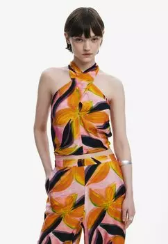 Топ CROSSED FLOWERS Desigual, розовый