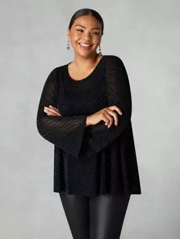 Топ Curve Burnout с зебровым принтом, высокий низкий Live Unlimited, черный