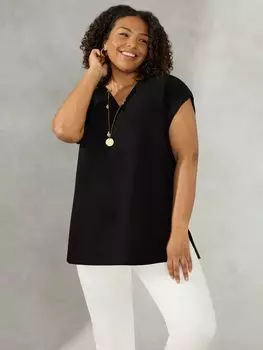 Топ Curve с V-образным вырезом и боковым разрезом Live Unlimited, черный