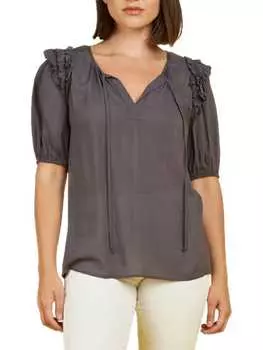 Топ Daniel Rainn с пышными рукавами и завязками на шее, earl grey