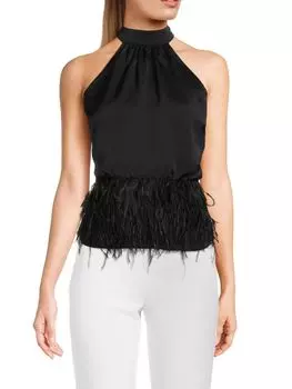 Топ Danni Mockneck с перьями Ramy Brook, черный