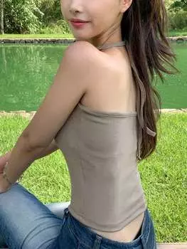 Топ DAZY с бретельками, разноцветный, однотонный, на тонких бретельках, обтягивающий, облегающий и сексуальный, оливково-зеленый