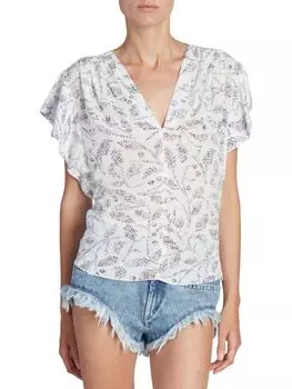 Топ Delocia с развевающимися рукавами Isabel Marant, цвет White Multi