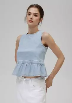 Топ DENIM TOP - Blouse Even&Odd, цвет Light Blue Wash