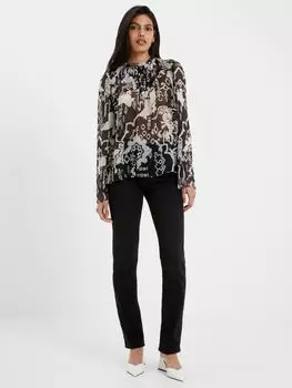 Топ Deon Hallie с высоким воротником French Connection, черный/кремовый