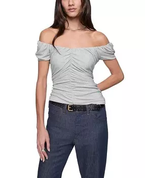 Топ Devin с открытыми плечами Rebecca Minkoff, серебряный