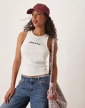 Топ Dickies с центральным логотипом в рубчик, бежевого цвета