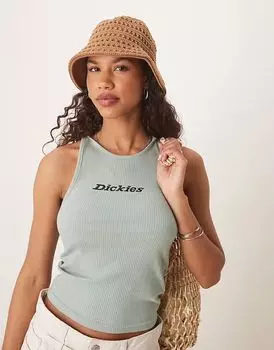 Топ Dickies с центральным логотипом в рубчик светло-зеленого цвета