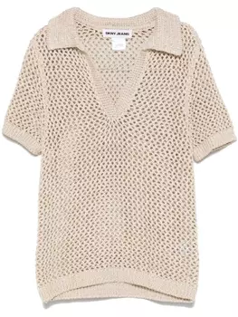 Топ DKNY ажурной вязки, нейтральный