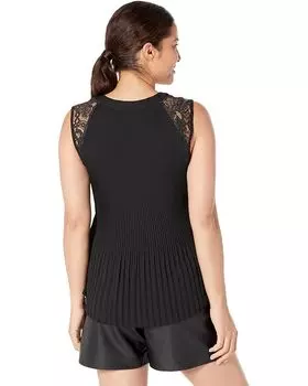 Топ DKNY Short Sleeve Combo Sleeve Top, черный