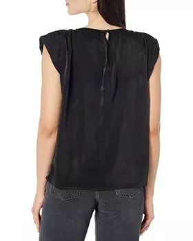 Топ DKNY Sleeveless Shoulder Pad Satin Shell Top, черный